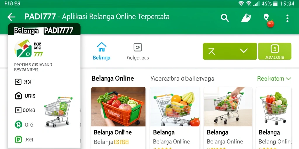 Antarmuka aplikasi PADI777 yang menarik untuk belanja online.