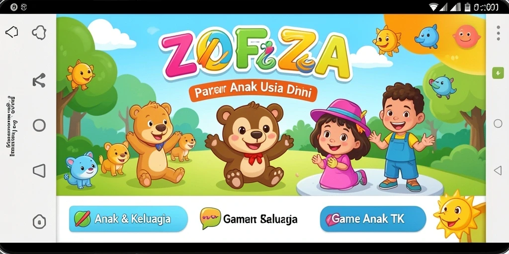 Antarmuka ZOFAZA yang penuh warna dan interaktif.