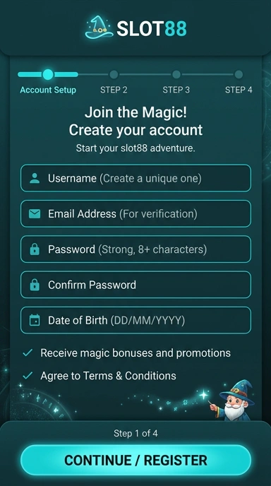 Tampilan halaman daftar slot88